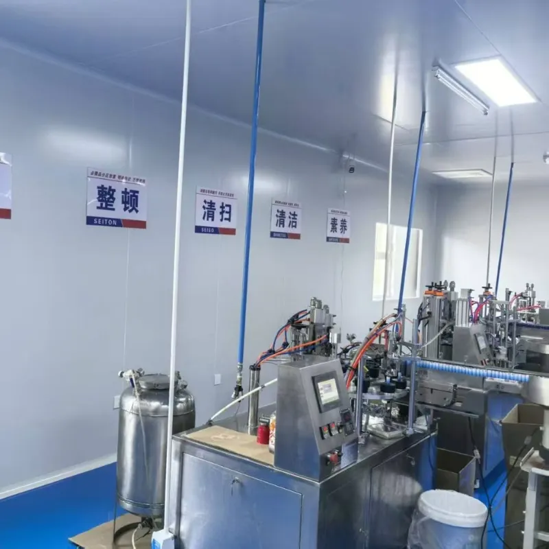Lash glue production line in a cleanroom with filling equipment